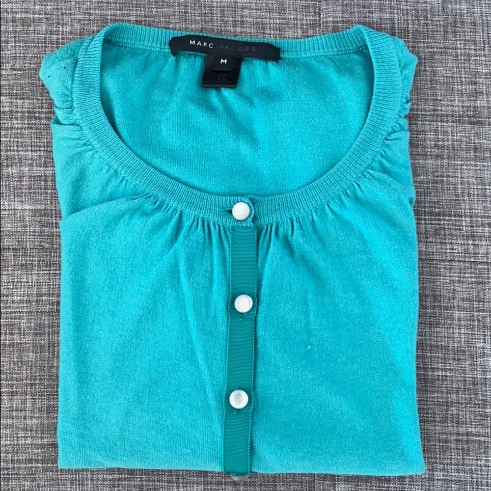 A STEAL! Marc Jacobs Teal Cardigan size M
